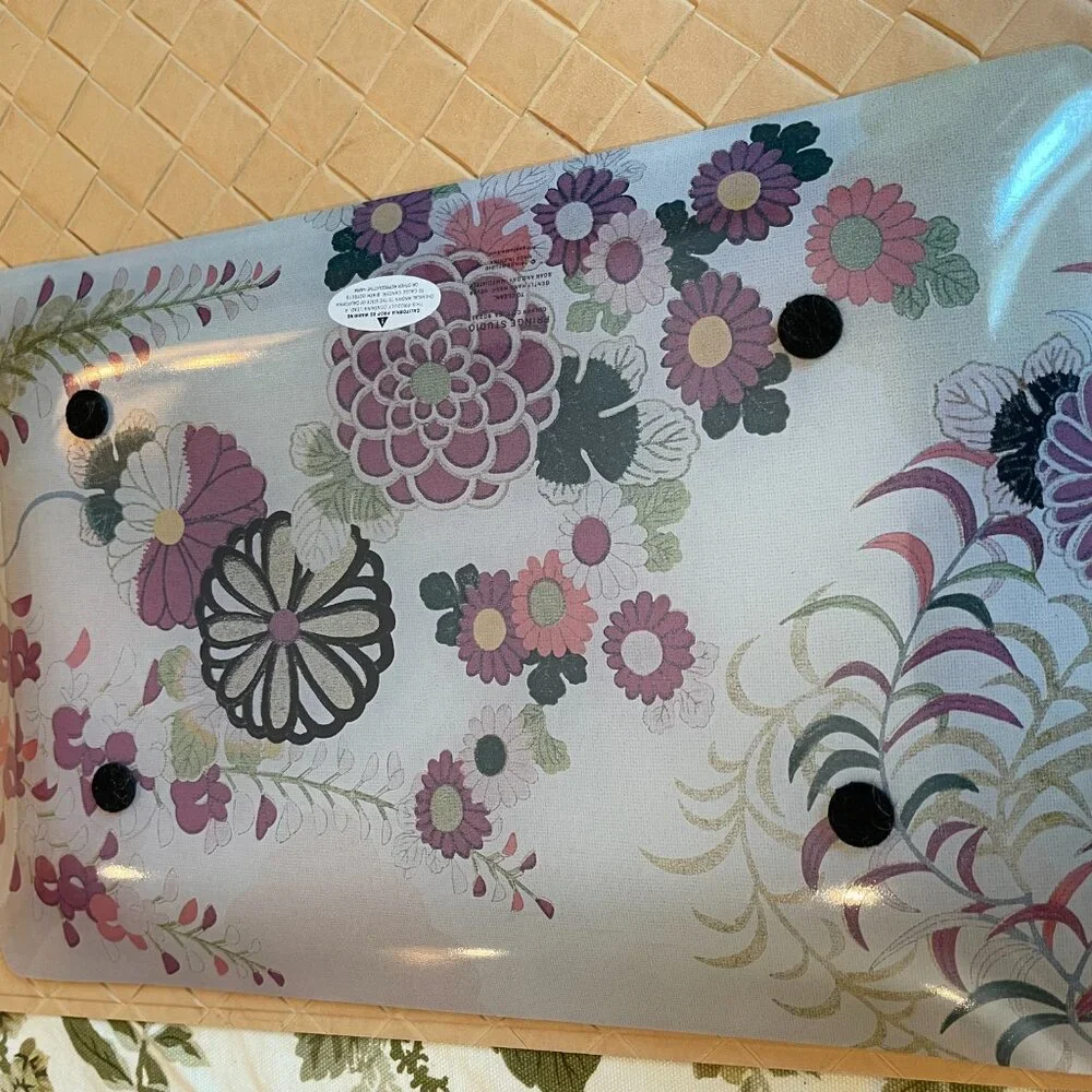 Vintage Glass Rectangle Tray with Colorful Flower Print Design